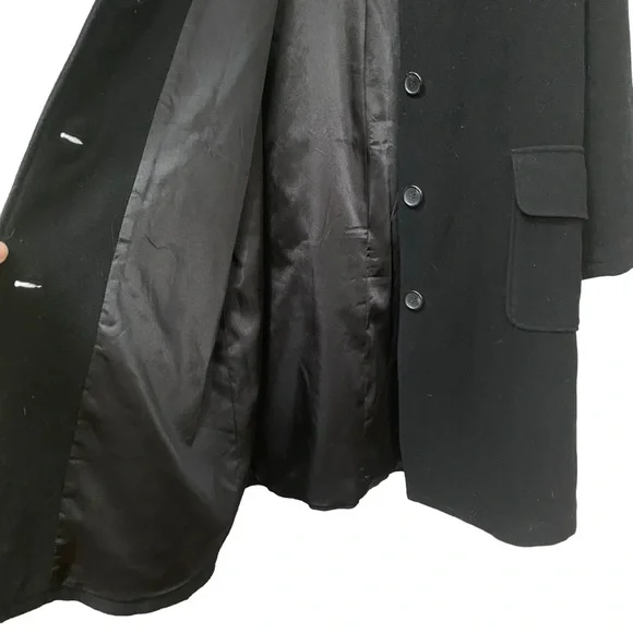 Ulla Popken Black Wool Trench Coat Womens Plus16 18 16W 18W 1X - Picture 3 of 4